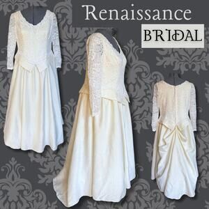 Vintage Jessica McClintock Wedding Dress Bridal Renaissance Princess Peplum LARP